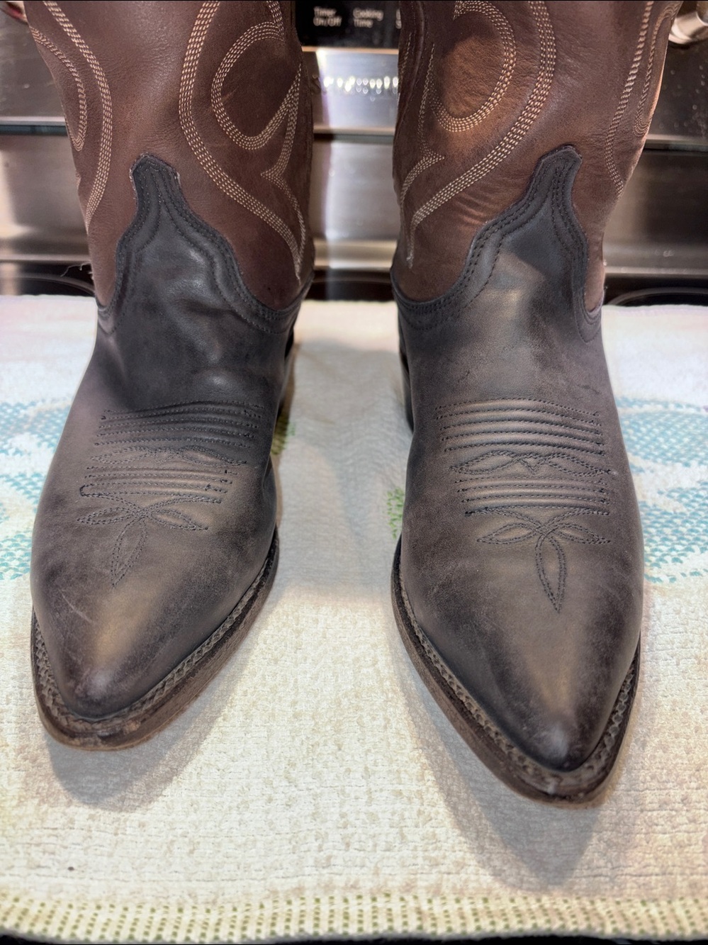 Dan post 2 Tone Cowboy Boots Leather Woman’s Sz 6.5 - Picture 2 of 13